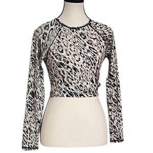 All In Motion Long-Sleeve Swim Surf Beach Top Black/Tan Leopard Animal Print. UV